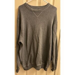 VTG Eddie Bauer Mens Knit Sweater XL Tall Gray Long‎ Sleeve Pullover 100% Cotton